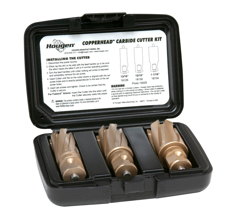 Hougen 18985-1 Copperhead Carbide Cutter Kit - 13/16, 15/16, 1-1/16" 1" DOC