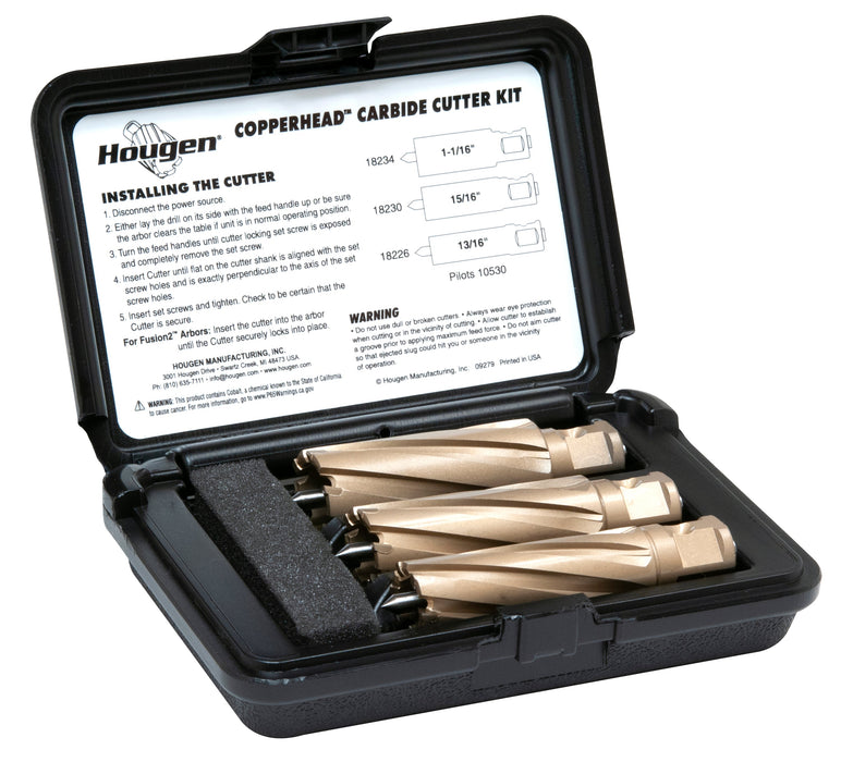 Hougen 18985-2 Copperhead Carbide Cutter Kit - 13/16, 15/16, 1-1/16" 2" DOC