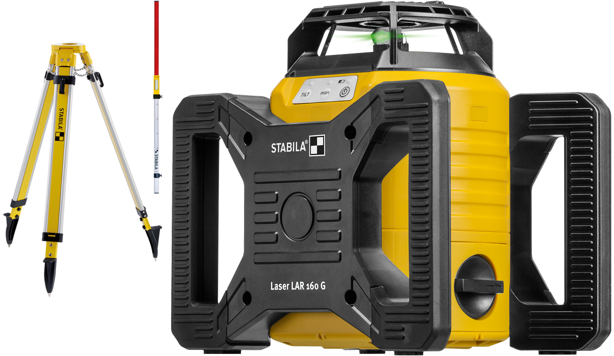 Stabila LAR 160G ROTARY LASER W/TRIPOD/GRADE ROD (Part #: 04500 TR)