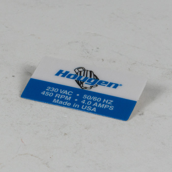 Hougen 08012 LABEL-MOTOR SPECIFICATION 230V
