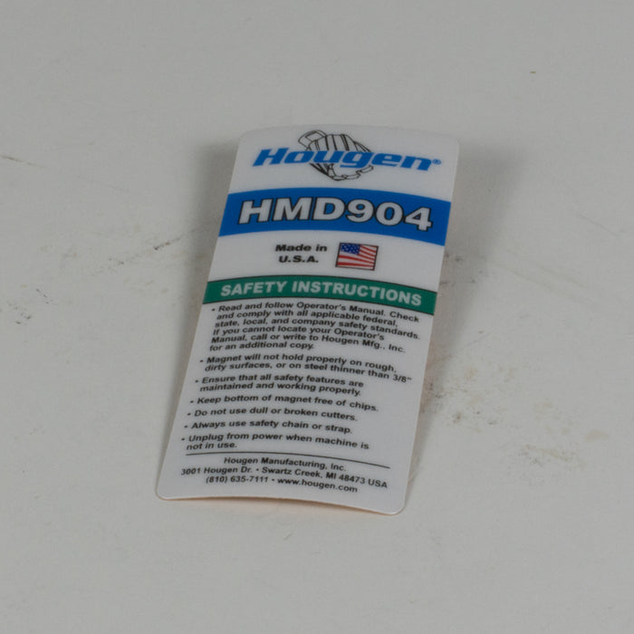 Hougen 08119 LABEL-HOUSING SAFETY HMD904