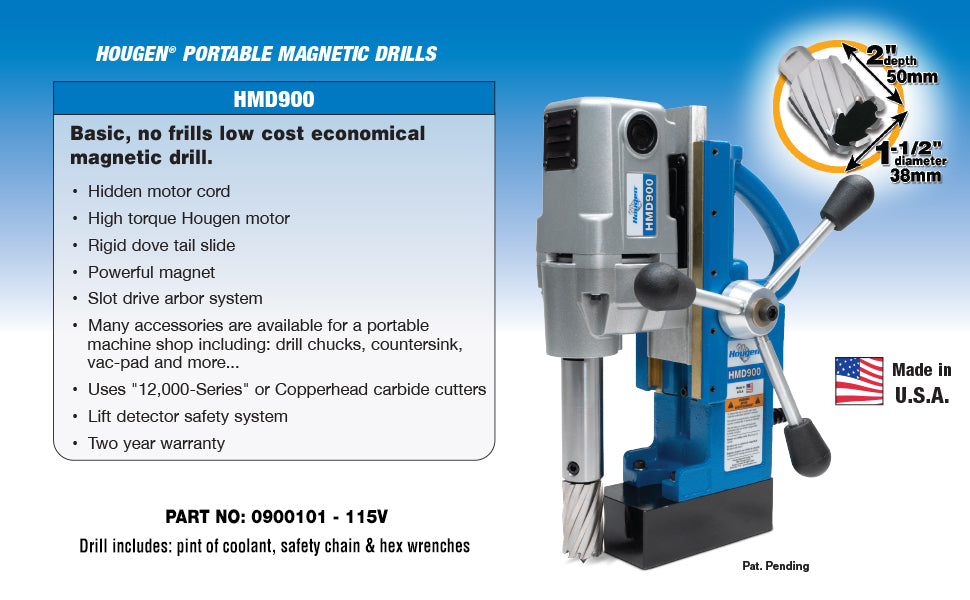 Hougen HMD900 Magnetic Drilll - 115V