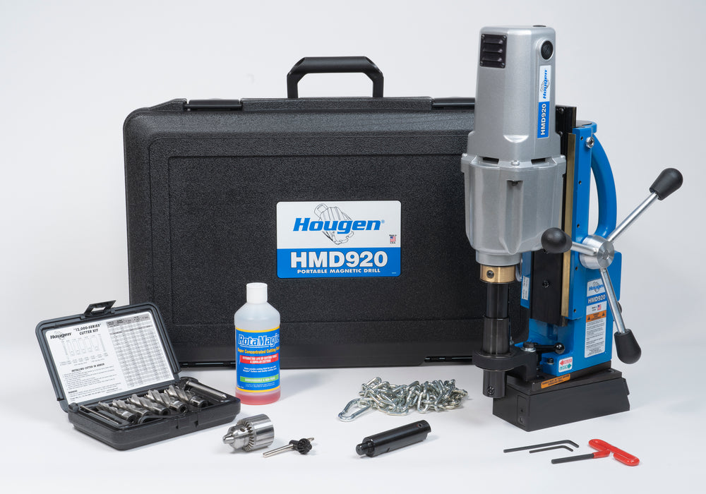 Hougen HMD920 Magnetic Drill Fabricators Kit Fractional 3" Depth of Cut 3 Speed Swivel Base Coolant - 115V 0920109