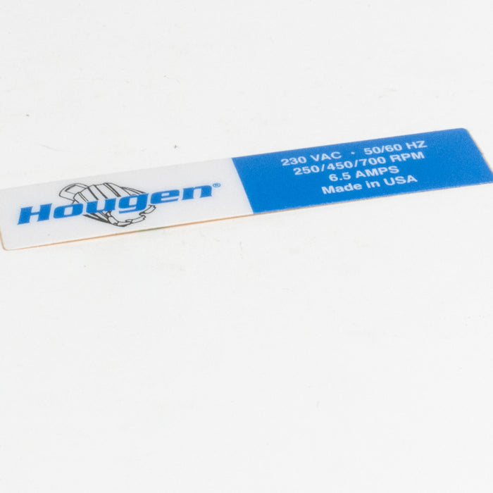Hougen 09341 LABEL-MOTOR SPECIFICATION 230V