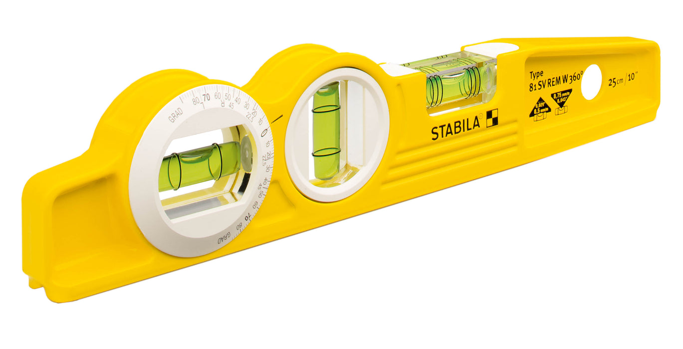 Stabila 10" TYPE 81 SV REM W360 DIE CAST WITH 360° VIAL WITH V-GROOVE (Part #: 25360)