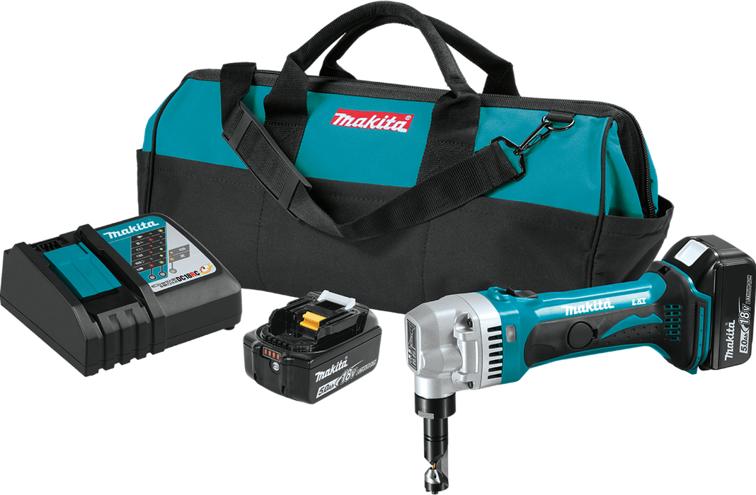 Makita XNJ01T 18V LXT Lithium-Ion Cordless 16 Gauge Nibbler Kit, bag (5.0Ah)