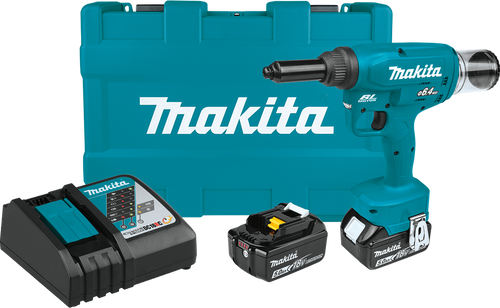 Makita XVR02T 18V LXT Lithium-Ion Brushless Cordless Rivet Tool Kit, case (5.0Ah)