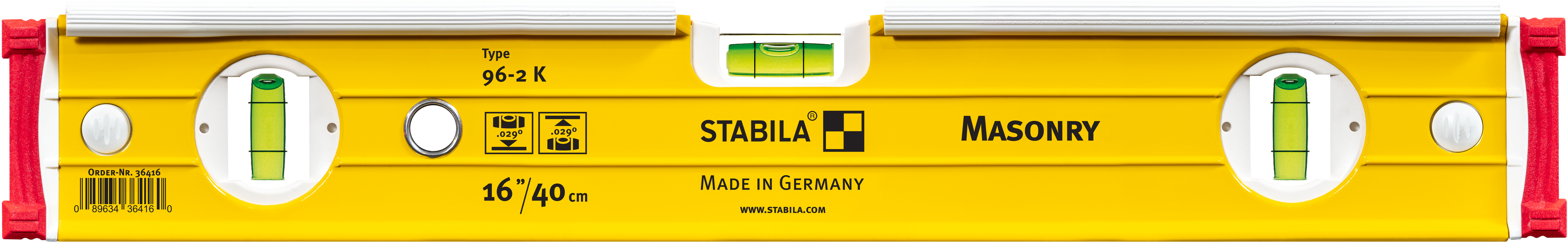 Stabila 16" MASONS LEVEL TYPE 196-2 K W/SHIELD (Part #: 36416)