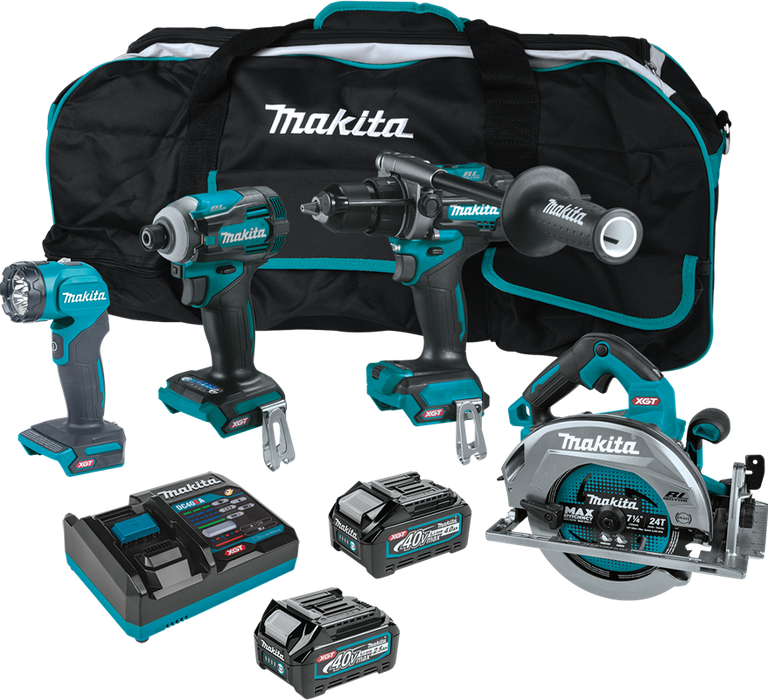 Makita GT400M1D1 40V max XGT Brushless Cordless 4 Pc. Combo Kit, GPH01, GDT01, GSH01, ML001G, bag (2.5Ah/4.0Ah)