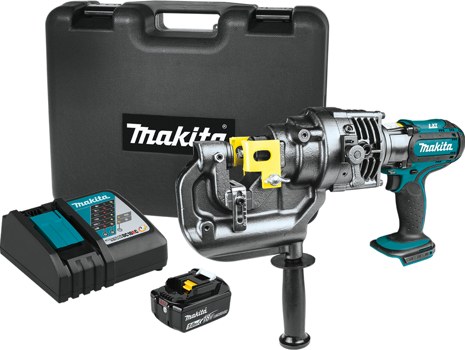 Makita XPP01T1K 18V LXT Lithium-Ion Cordless 5/16" Metal Hole Puncher Kit, case, with one battery (5.0Ah)