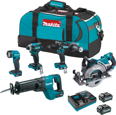 Makita GT500M 40V max XGT Brushless Cordless 5 Pc. Combo Kit, GPH01, GDT01, GRJ01, GSR01, ML001G, bag (4.0Ah)