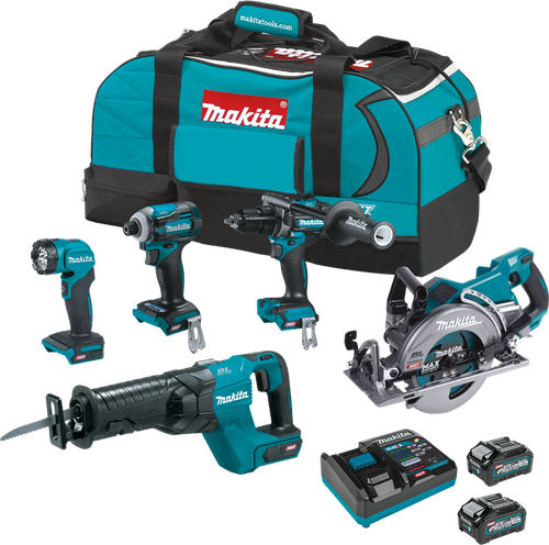 Makita GT500M 40V max XGT Brushless Cordless 5 Pc. Combo Kit, GPH01, GDT01, GRJ01, GSR01, ML001G, bag (4.0Ah)