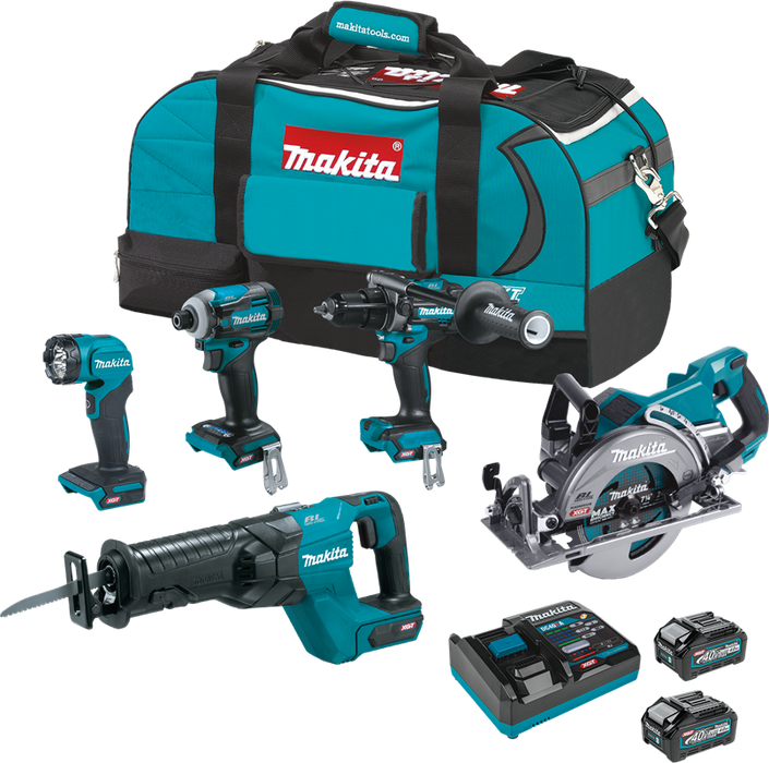 Makita GT500M 40V max XGT Brushless Cordless 5 Pc. Combo Kit, GPH01, GDT01, GRJ01, GSR01, ML001G, bag (4.0Ah)