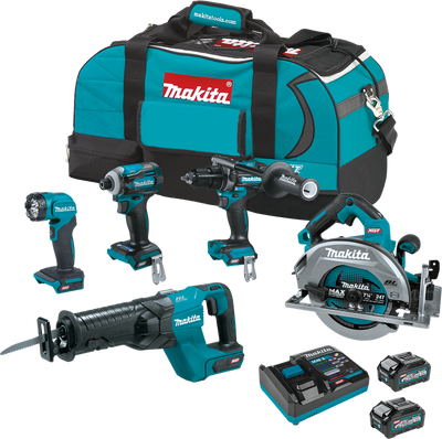 Makita GT501M 40V max XGT Brushless Cordless 5 Pc. Combo Kit, GPH01, GDT01, GRJ01, GSH01, ML001G, bag (4.0Ah)