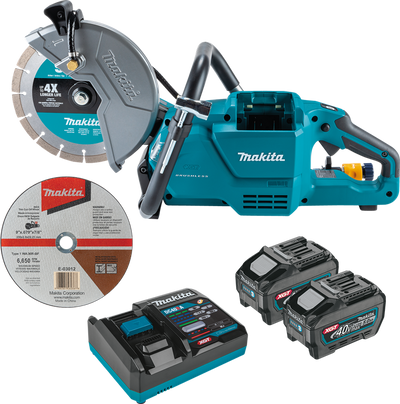 Makita GEC03T 40V max XGT Brushless Cordless 9" Power Cutter Kit, cut-off wheel, single port charger, lock-off, no lock-on (5.0 Ah)