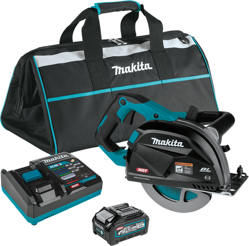 Makita GSC01M1 40V max XGT Brushless Cordless 7-1/4" Metal Cutting Saw Kit, electric brake and chip collector, with one battery (4.0Ah)
