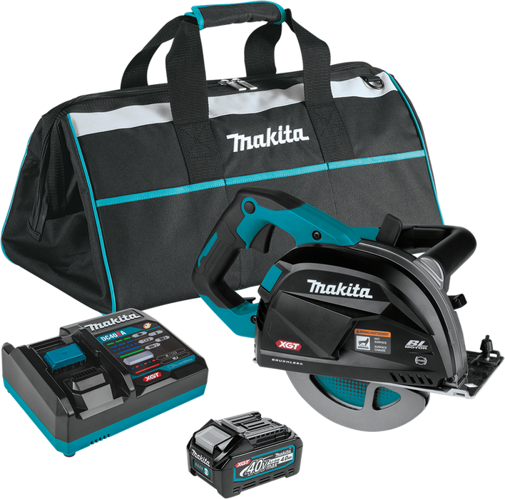 Makita GSC01M1 40V max XGT Brushless Cordless 7-1/4" Metal Cutting Saw Kit, electric brake and chip collector, with one battery (4.0Ah)