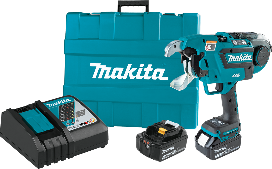Makita XRT02TK 18V LXT Lithium-Ion Brushless Cordless Deep Capacity Rebar Tying Tool Kit, case (5.0Ah)