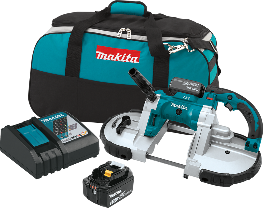 Makita XBP02TX 18V LXT Lithium-Ion Cordless Portable Band Saw Kit, var. spd., L.E.D. Light, bag (5.0Ah)