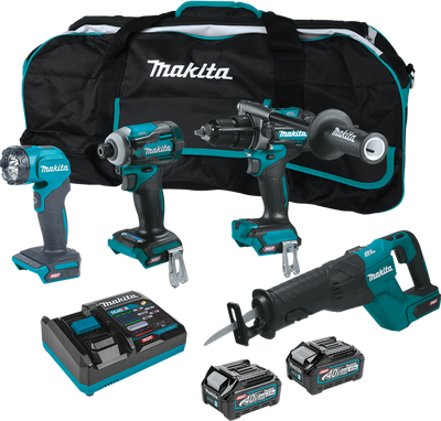 Makita GT401M1D1 40V max XGT Brushless Cordless 4 Pc. Combo Kit, GPH01, GDT01, GRJ01, ML001G, bag (2.5Ah/4.0Ah)