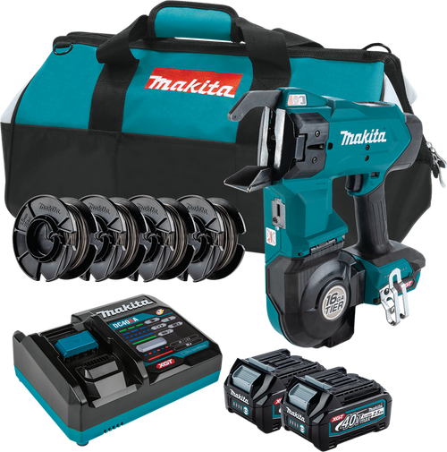 Makita GRT01D 40V max XGT Lithium-Ion Brushless 16 Gauge Rebar Tying Tool Kit, with bag (2.5 Ah)