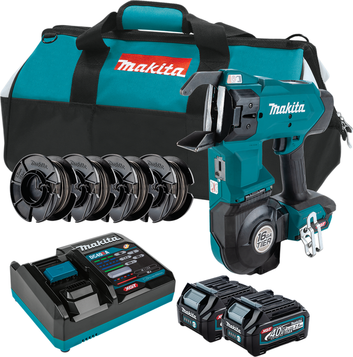 Makita GRT01D 40V max XGT Lithium-Ion Brushless 16 Gauge Rebar Tying Tool Kit, with bag (2.5 Ah)