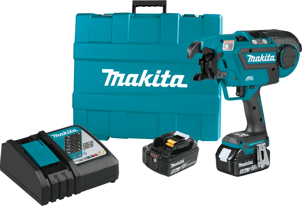 Makita XRT01TK 18V LXT Lithium-Ion Brushless Cordless Rebar Tying Tool Kit, case (5.0Ah)