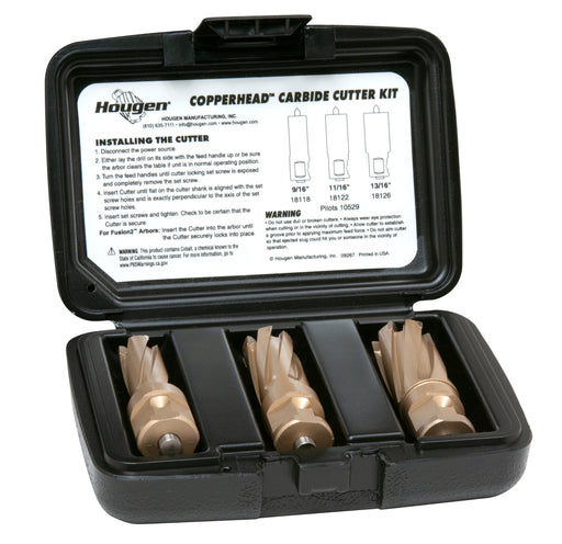 Hougen 18981-1  Copperhead Carbide Cutter Kit - 9/16, 11/16, 13/16" 1" DOC