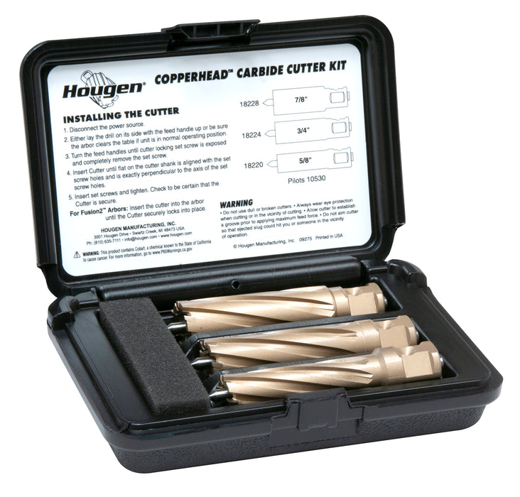 Hougen 18982-2 Copperhead Carbide Cutter Kit - 5/8, 3/4, 7/8" 2" DOC