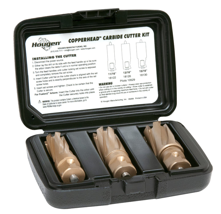 Hougen 18983-1 Copperhead Carbide Cutter Kit - 11/16, 13/16, 15/16" 1" DOC