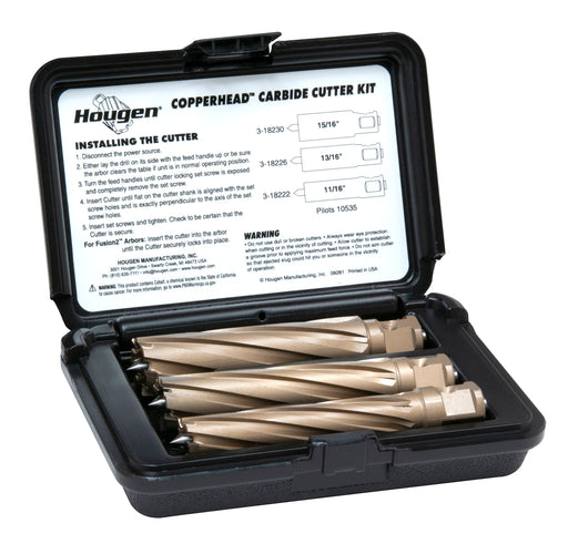 Hougen 18983-3 Copperhead Carbide Cutter Kit - 11/16, 13/16, 15/16" 3" DOC
